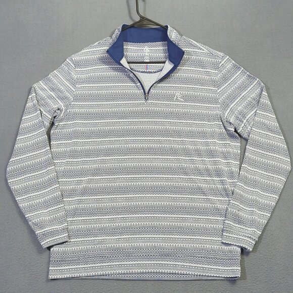 Rhoback 1/4 Zip Top Men's L Blue Geometric Performance Q-Zip Pullover Golf - Picture 2 of 11